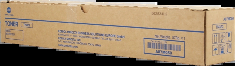 Caixa de toner Konica Minolta TN323 castanha e azul
