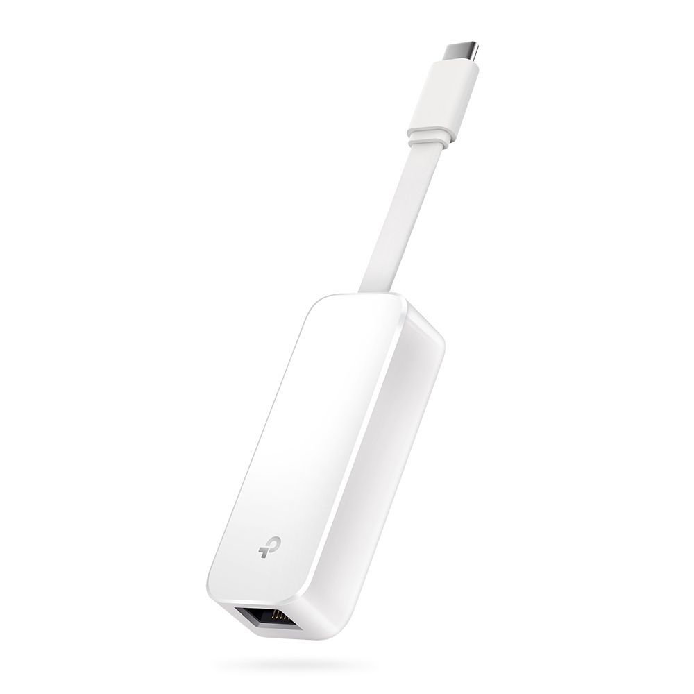 Adaptador de rede USB-C branco com porta Ethernet
