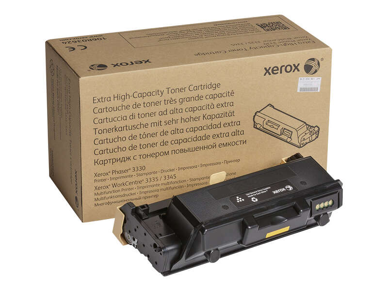 Cartucho de toner Xerox e embalagem em papelão castanho