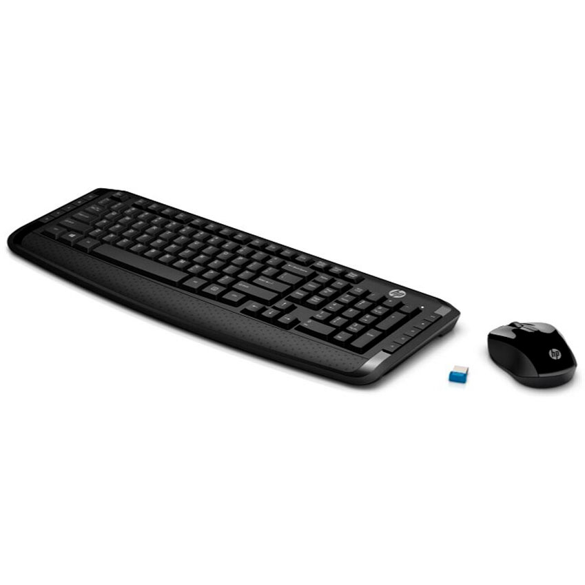 Teclado e rato sem fios HP preto com receptor USB