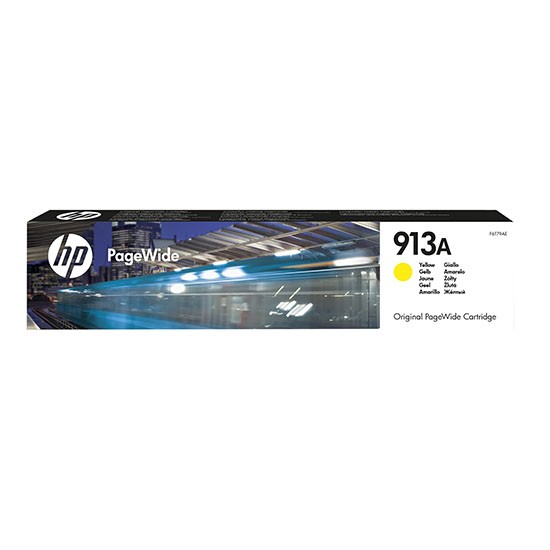 Embalagem de cartucho de tinta HP PageWide 913A amarela