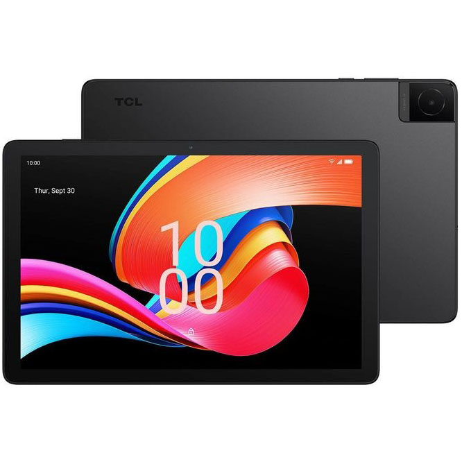 Tablet TCL preto com ecrã colorido e data 30 de setembro