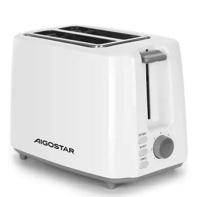 torradeira branca Aigostar com controle rotativo cinzento e alavanca cinzenta