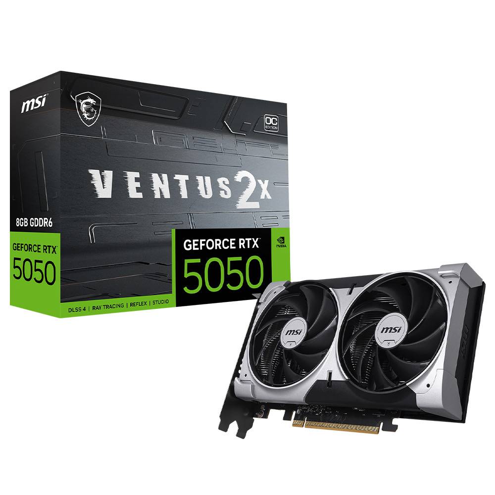 Cartão gráfico MSI GeForce RTX 5050 com embalagem Ventus 2X
