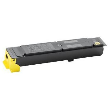 Toner preto para impressora com detalhes amarelos