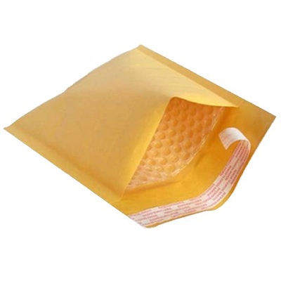 Envelope almofadado amarelo com interior bolhas de ar