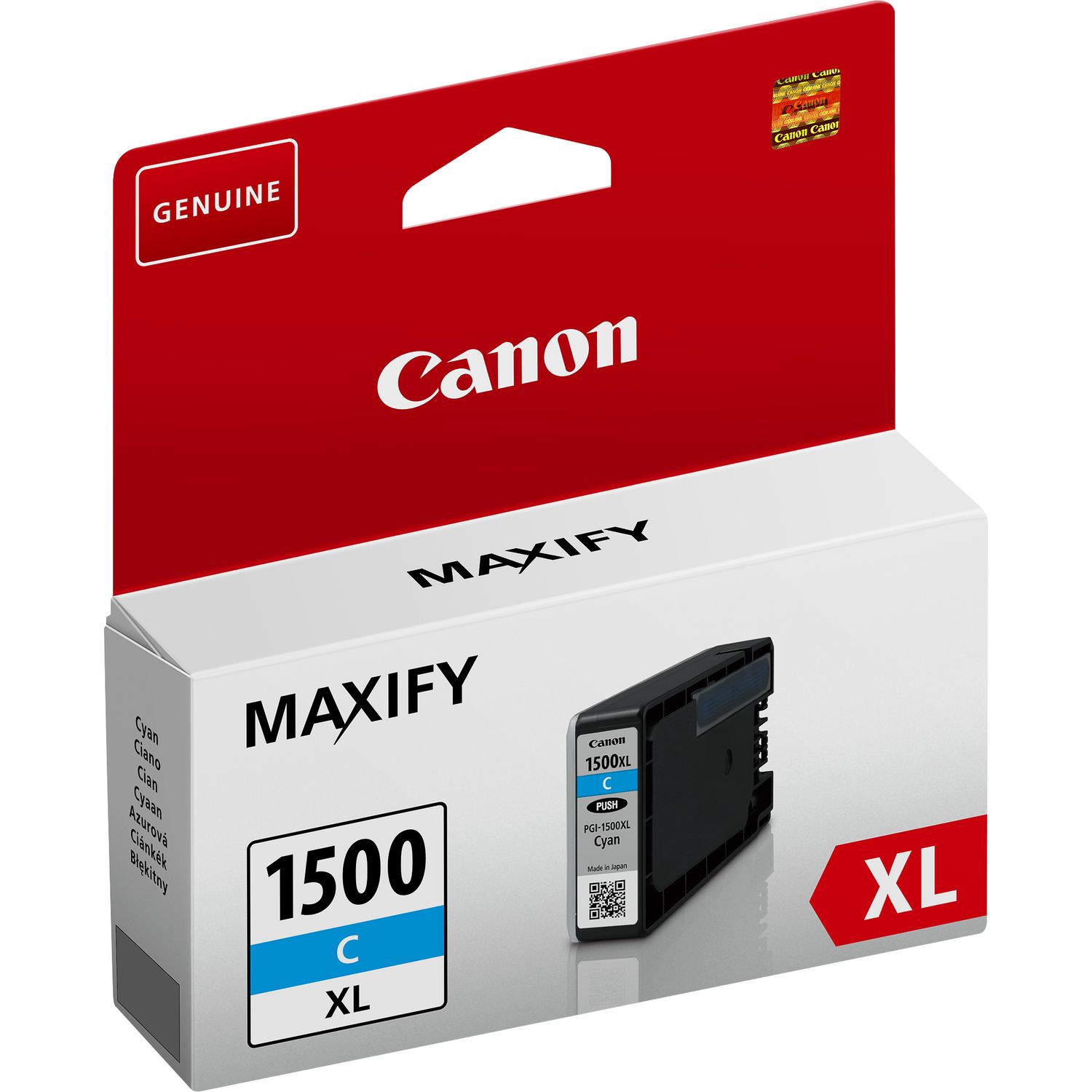 Embalagem de tinteiro Canon MAXIFY 1500 XL ciano