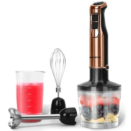 Varinha mágica MIOSTAR cobre e preto com acessórios e jarra medidora de líquido vermelho