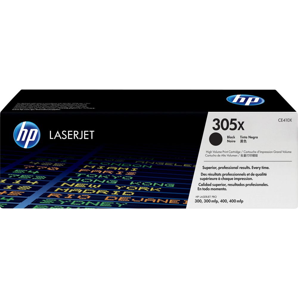 Embalagem de toner HP LaserJet 305X preta para impressoras HP