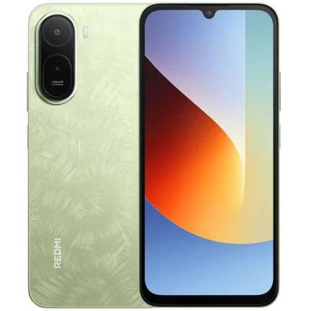 Telemóvel Redmi verde com câmara dupla e ecrã grande com notch