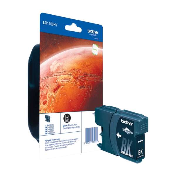 Cartucho tinta Brother LC1100HY BK preto com embalagem planeta vermelho