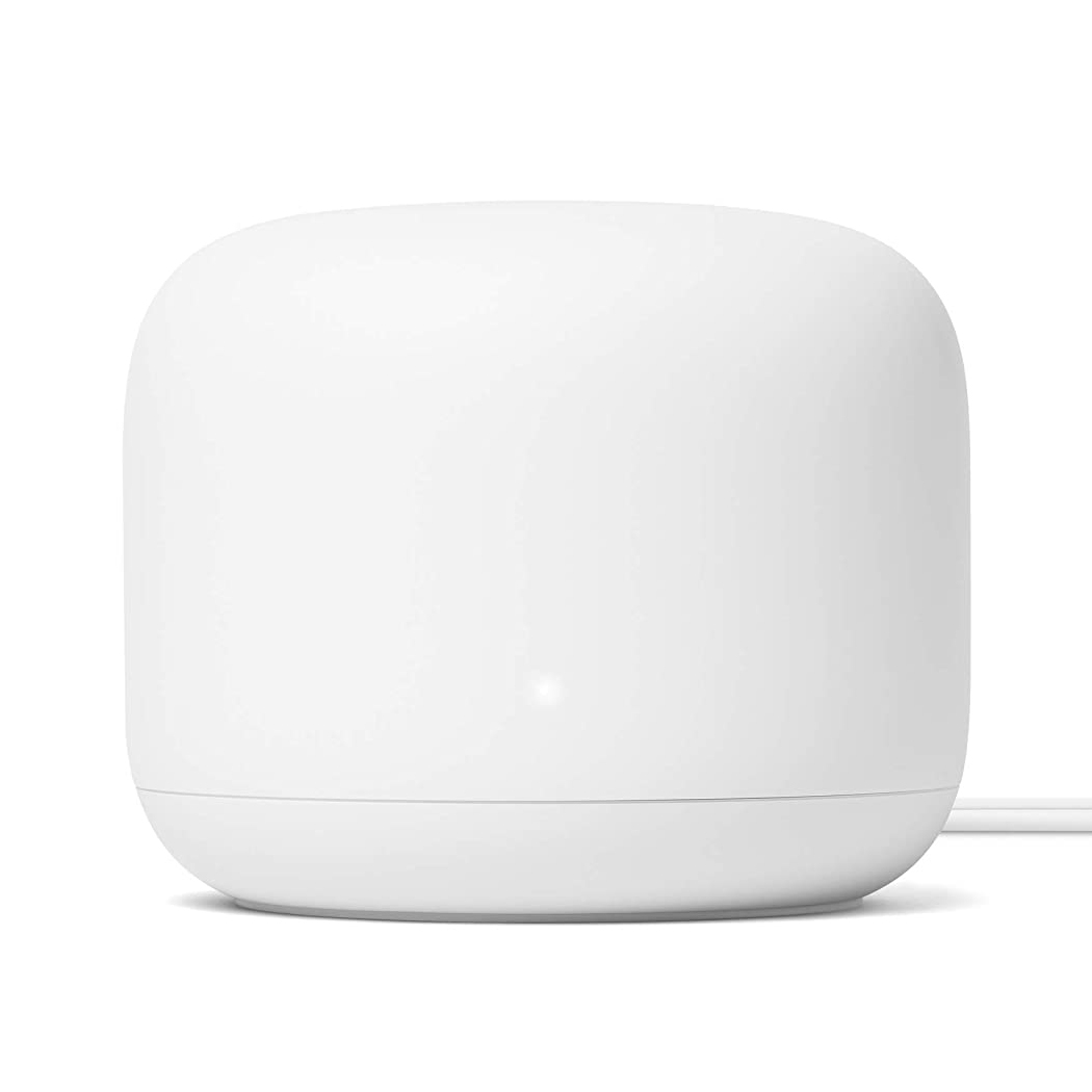 roteador Wi-Fi branco arredondado com luz LED