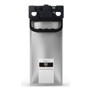 Cartucho de tinta preto para impressora em embalagem prateada com etiqueta BK