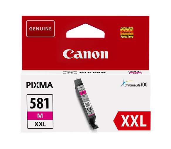 Embalagem de tinteiro Canon PIXMA 581 M XXL em vermelho e branco