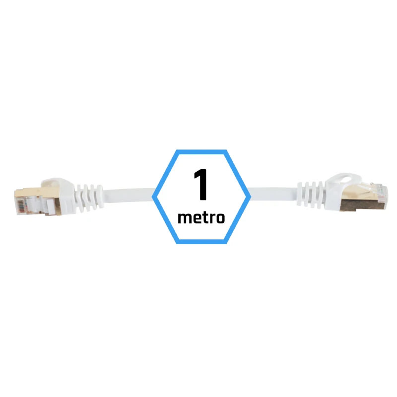 Cabo de rede ethernet branco com etiqueta 1 metro