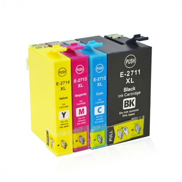 Conjunto de tinteiros coloridos para impressora com etiqueta E-2711 XL Black, E-2712 XL Cyan, E-2713 XL Magenta, E-2714 XL Yellow