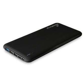 Powerbank preto com várias portas USB e luzes indicadoras