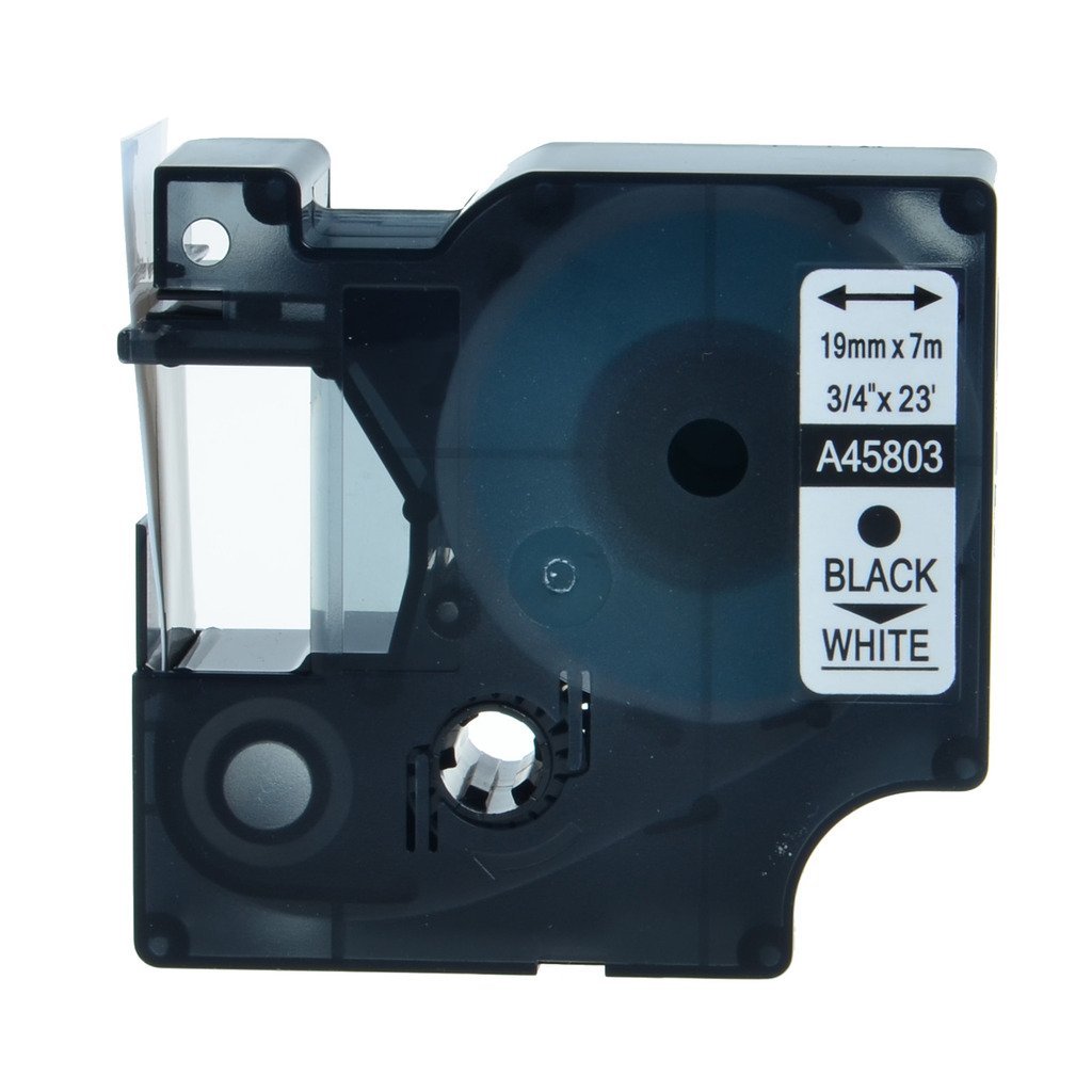 Rolo de fita para rotuladora preto e branco 19mm x 7m