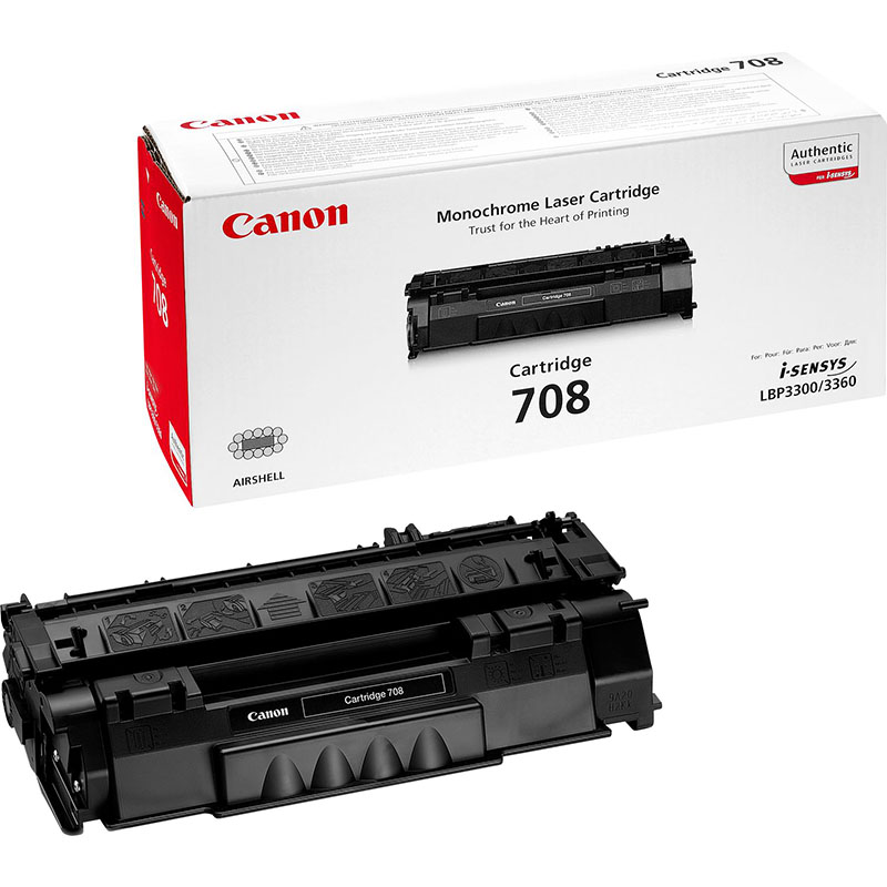 Cartucho de toner preto Canon com embalagem branca