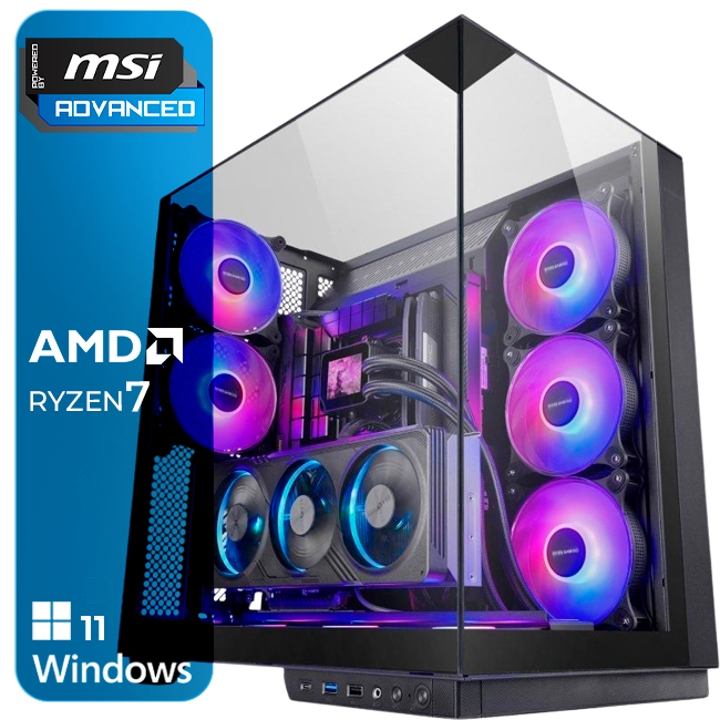 Computador desktop MSI com vidro temperado e ventoinhas RGB