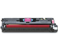 Cartucho de toner magenta para impressora com corpo preto e rolo vermelho