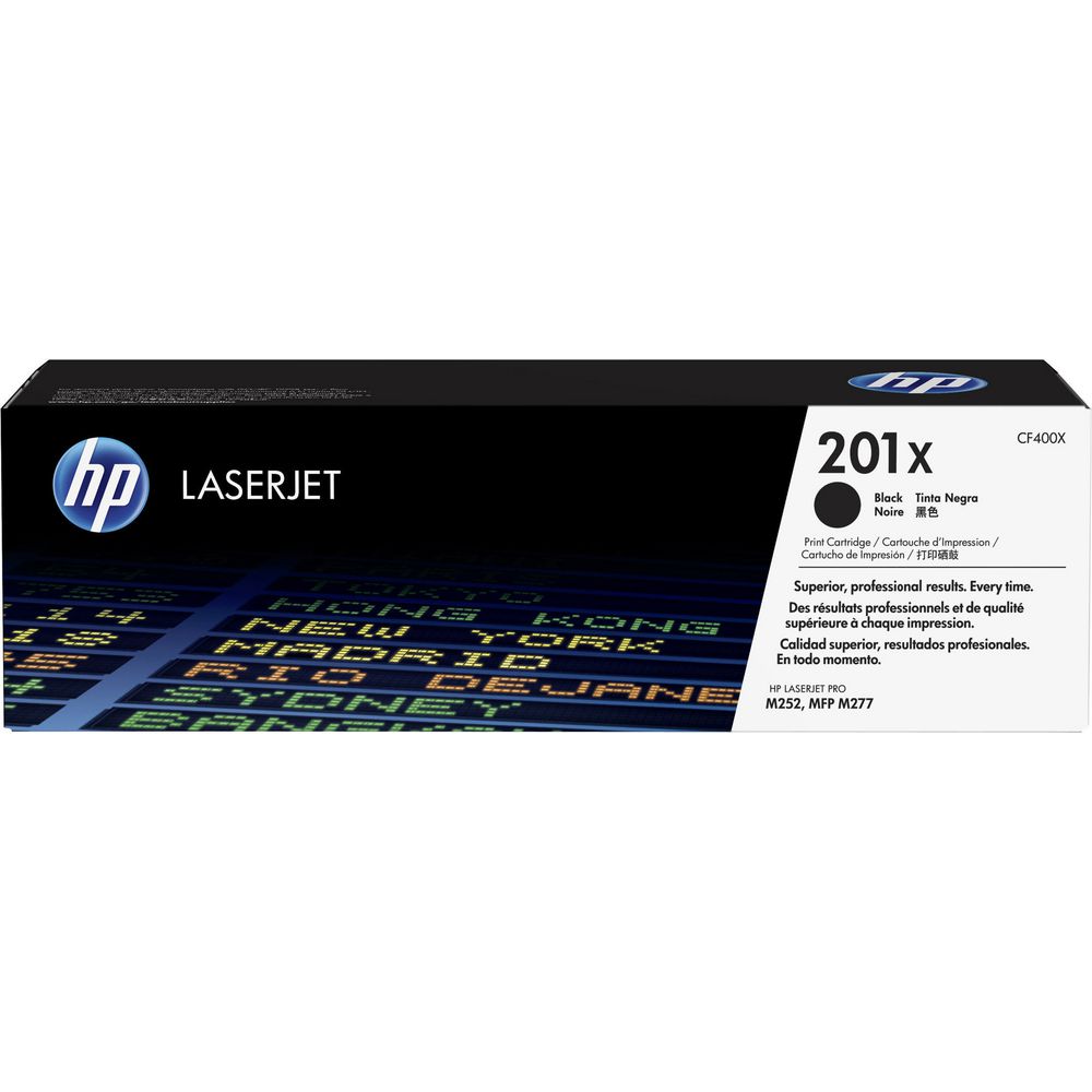 Embalagem de cartucho de tinta preto HP LaserJet 201X