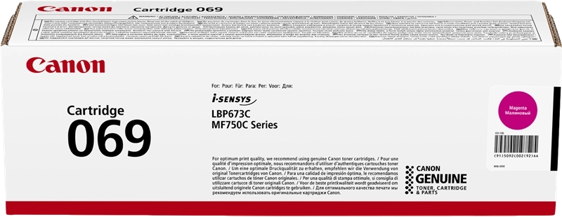 Embalagem de toner Canon Cartridge 069 para impressoras i-SENSYS LBP673C e MF750C