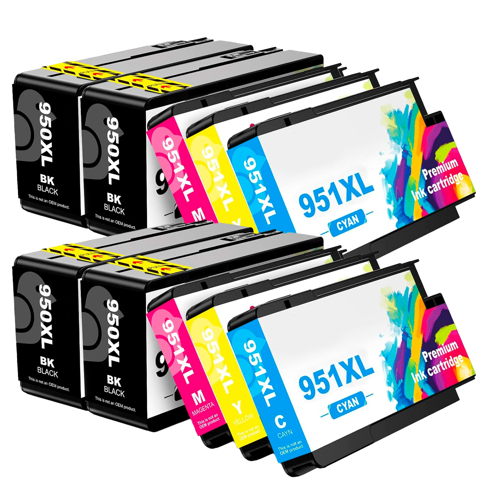 Tinteiros 951XL e 950XL para impressora com etiquetas coloridas