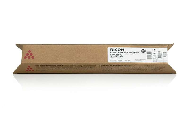 Cartucho de impressão Ricoh magenta em caixa de cartão