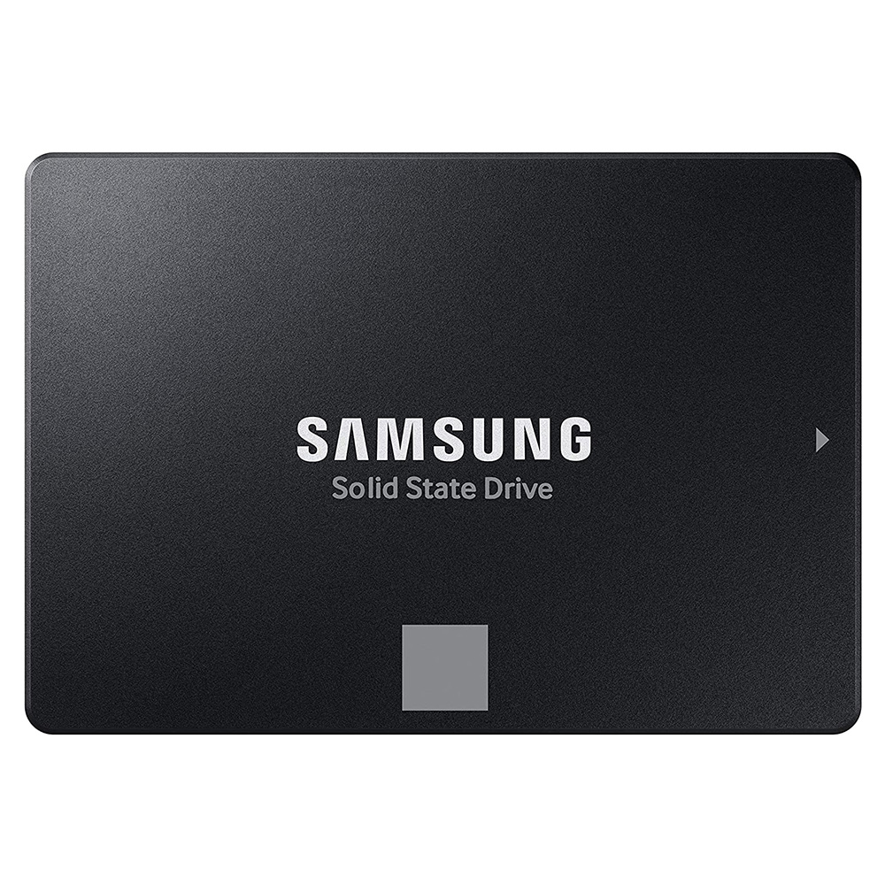 Disco SSD Samsung preto com texto branco