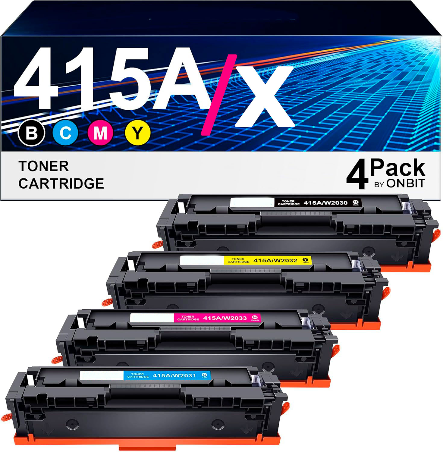 Conjunto de cartuchos de toner coloridos com embalagem 415A/x