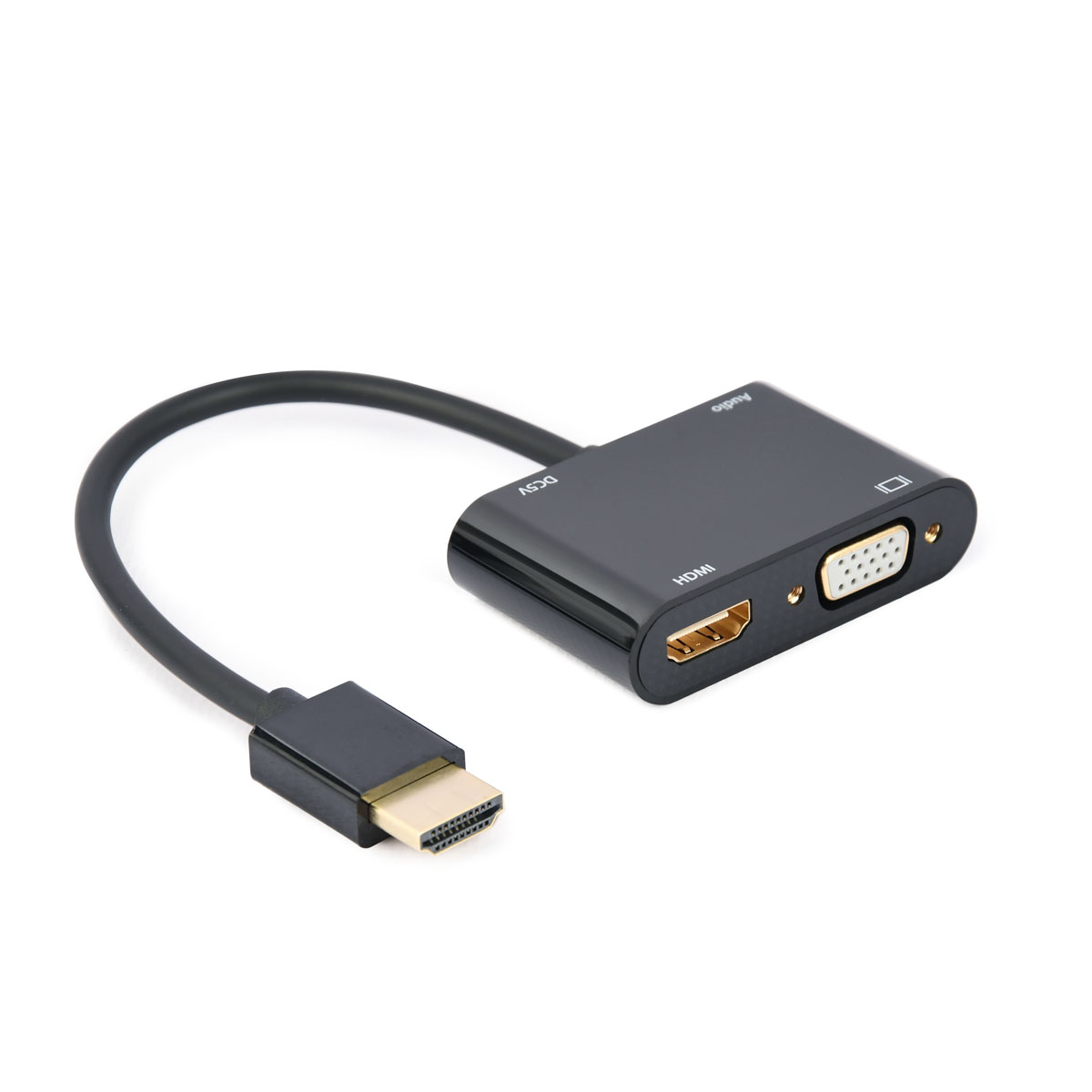 Adaptador cabo HDMI para VGA com áudio preto
