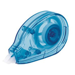 Corretor em fita adesiva translúcido azul com ponta branca