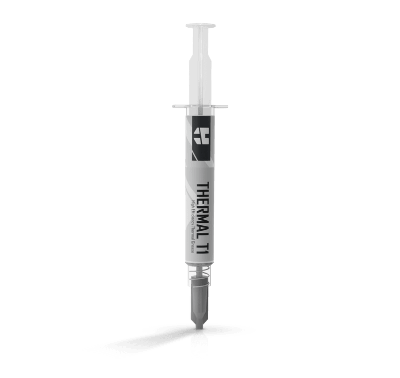Seringa de pasta térmica Thermal T1 cinza e preta