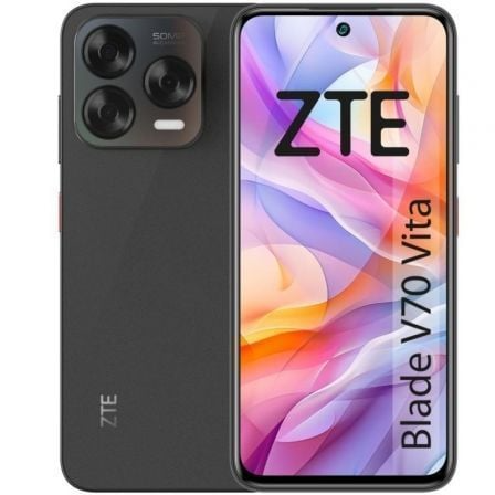 Smartphone ZTE Blade V70 Vita preto com três câmaras traseiras e ecrã colorido