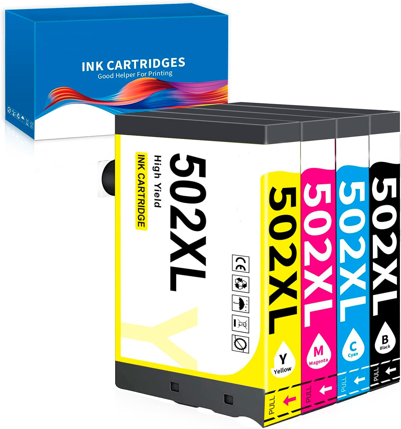 Conjunto de tinteiros de impressão 502XL com caixa azul