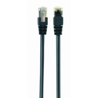 Cabo de rede Ethernet preto com conectores RJ45