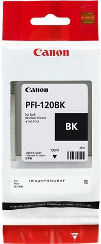 Bomba de tinta Canon PFI-120BK preta 130ml na embalagem branca e vermelha