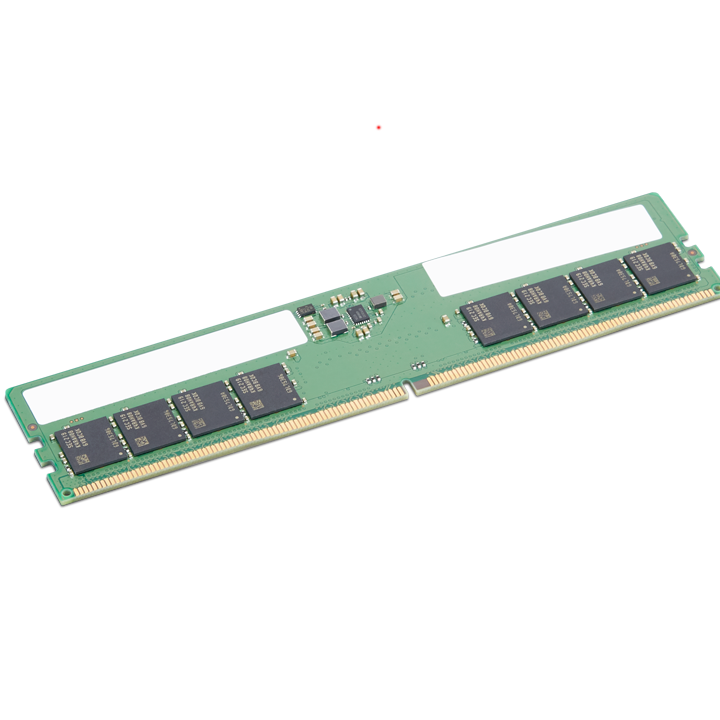 Módulo de memória RAM DDR4 verde com chips pretos e conectores dourados