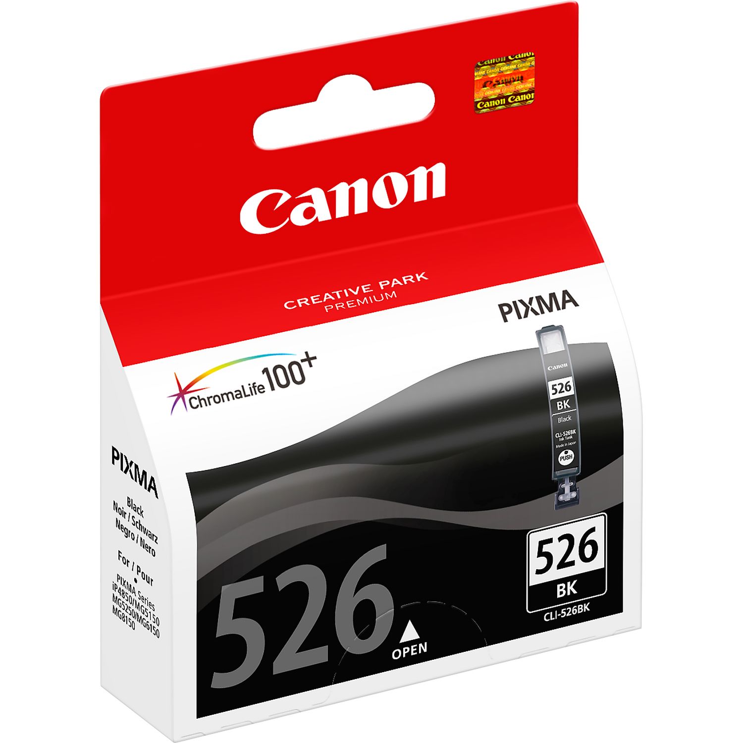 Embalagem de tinteiro preto Canon PIXMA 526 BK