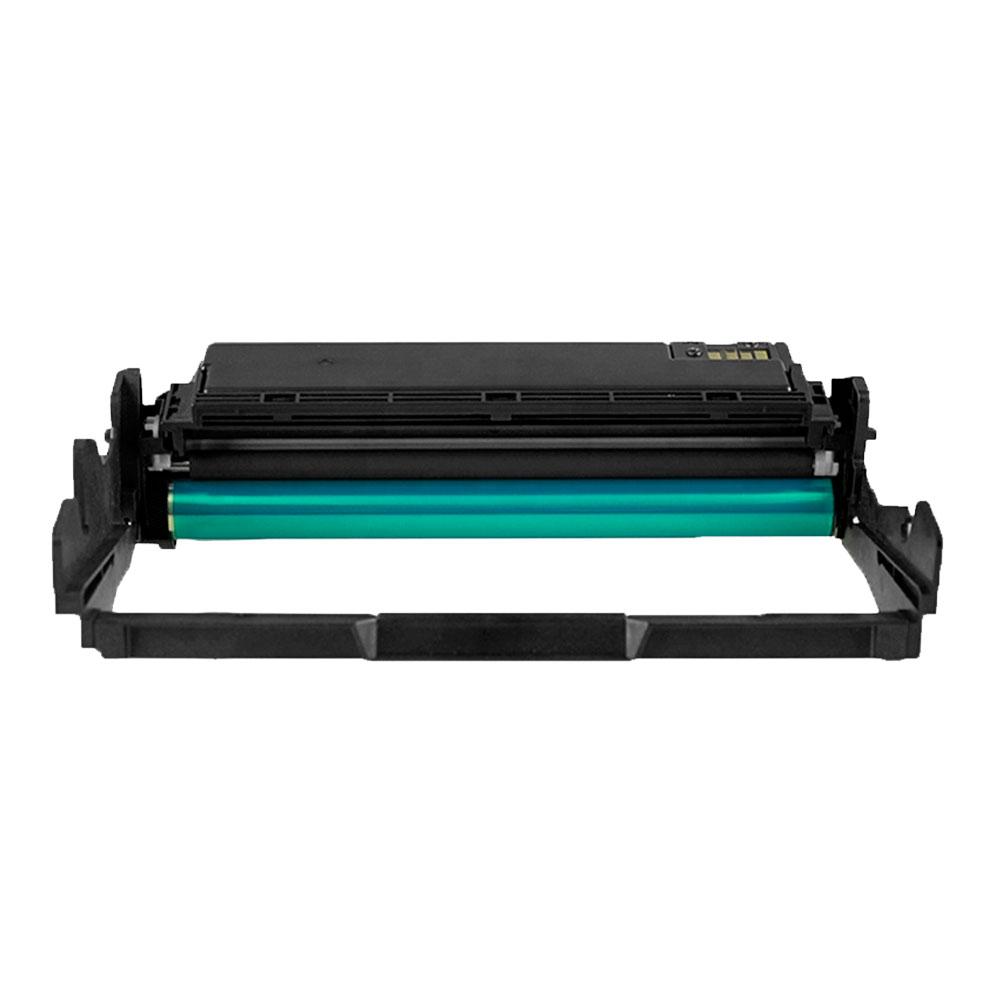 Toner de impressora preto com cilindro verde-turquesa