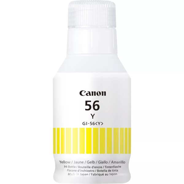 Frasco branco de tinta Canon 56 Y com etiqueta amarela