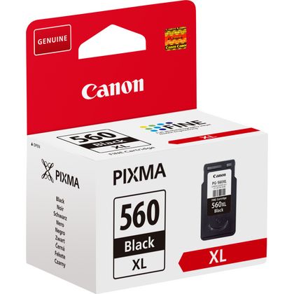 Cartucho de tinta Canon PIXMA 560 Black XL em embalagem branca e vermelha