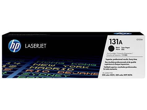 Cartucho de tinta HP LaserJet CF210A 131A preto em embalagem preta