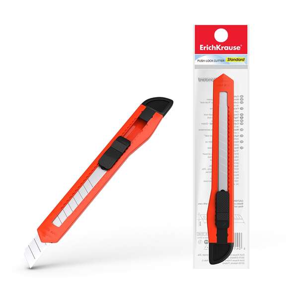 Cortador de papel ErichKrause laranja e preto com lâmina retrátil