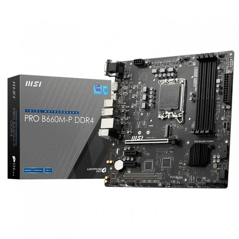 Motherboard MSI PRO B660M-P DDR4 com caixa cinzenta