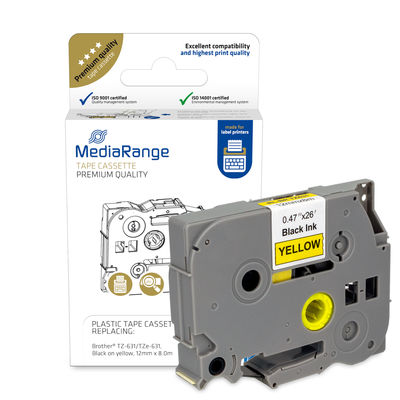 Fita cassete de plástico para impressora de etiquetas amarela com embalagem MediaRange branca