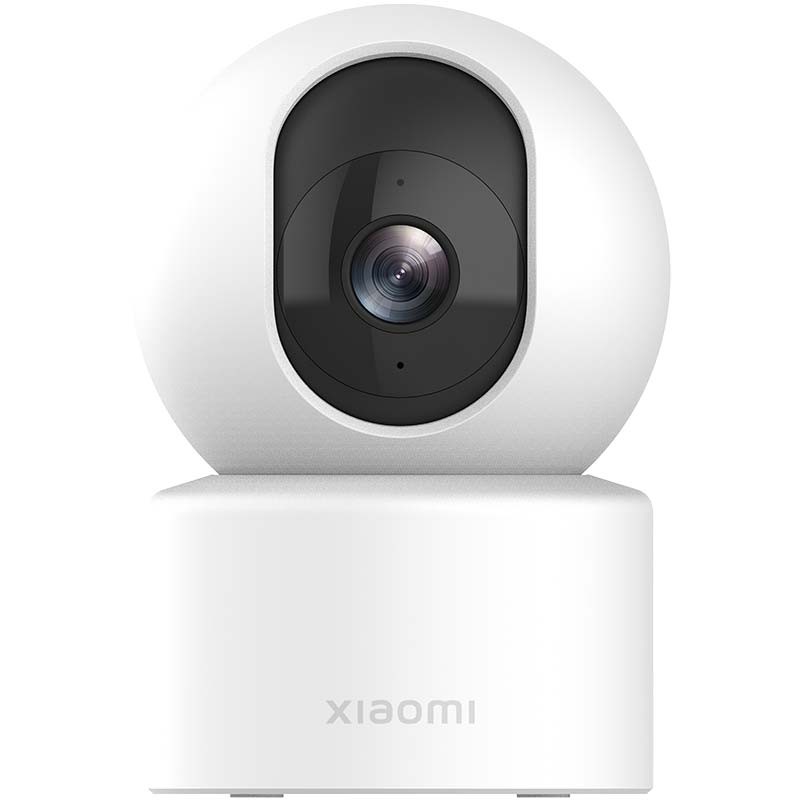 Câmara de segurança branca Xiaomi com lente preta e base quadrada.