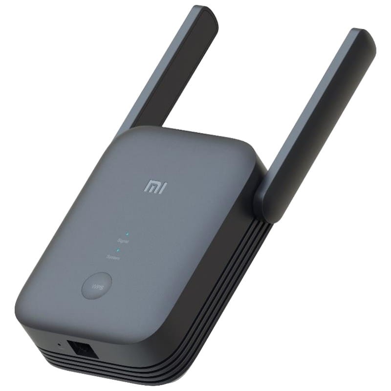 Repetidor Wi-Fi Xiaomi cinzento com antenas e LEDs