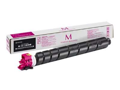 Toner magenta Kyocera TK-8325M com embalagem branca e texto rosa e preto